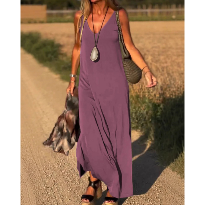 Evelyne - Elegant lang ærmeløs kjole