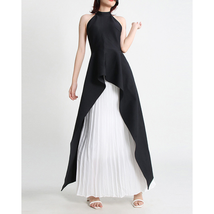 Inés - Lagdelt halterneck-kjole