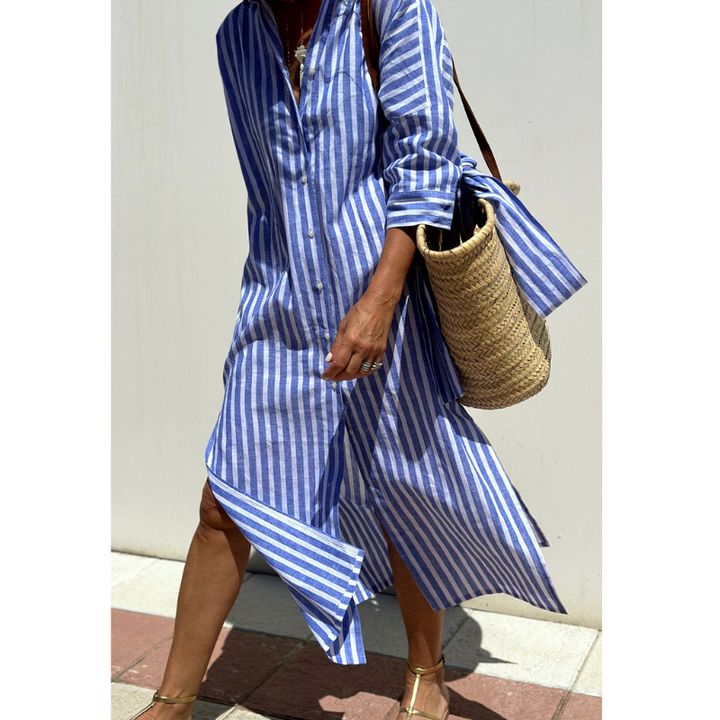 Mely - Elegant stribet skjortekjole