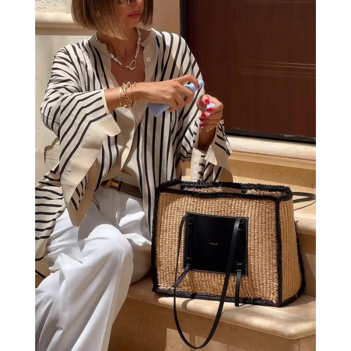 Gyda - Afslappet stribet skjorte med slids