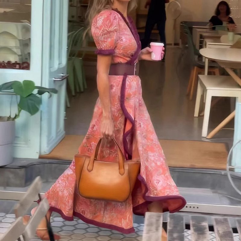 Lotte - Elegant lyserød maxikjole