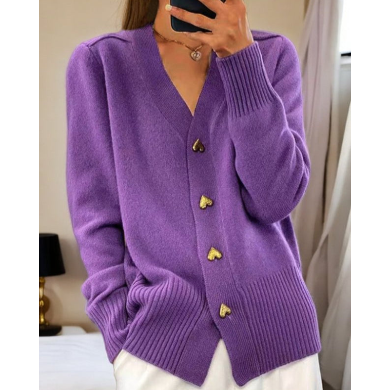 Adele - Blød cardigan med hjerteknapper