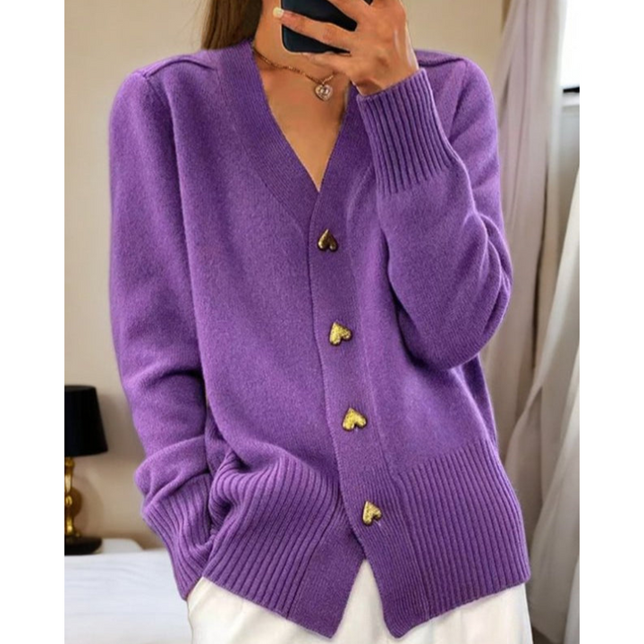 Adele - Blød cardigan med hjerteknapper