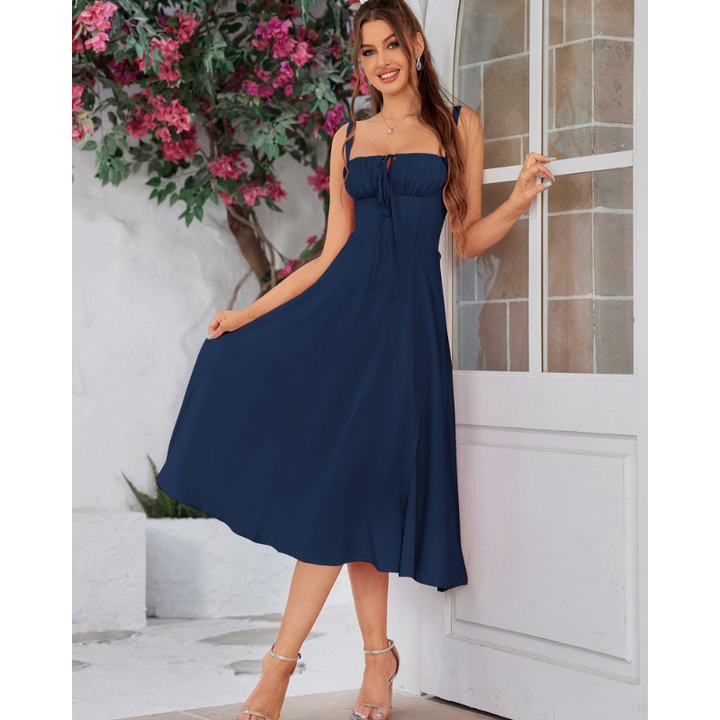 Vela - Cami-kjole med rynket bryst og slids i låret