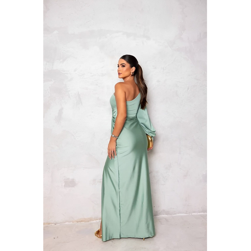 VERA - AFTENKJOLE I SATIN MED ÉN SKULDER