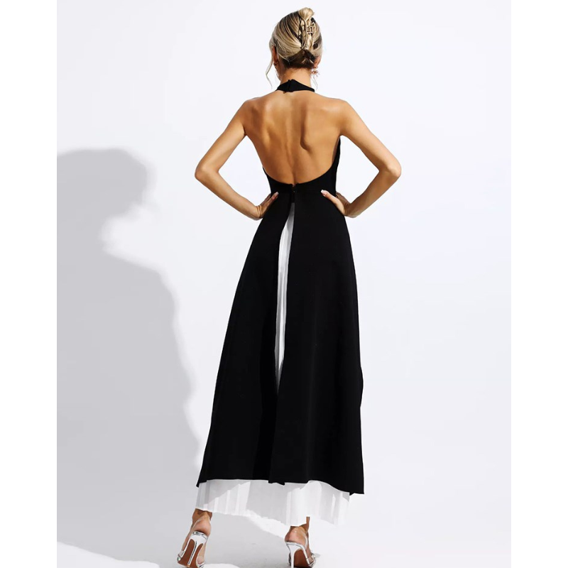 Inés - Lagdelt halterneck-kjole