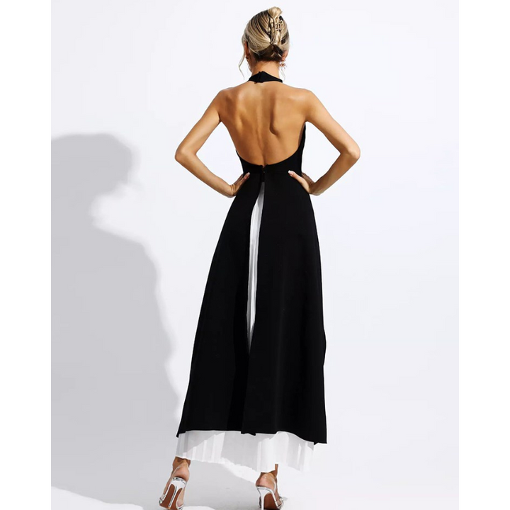 Inés - Lagdelt halterneck-kjole