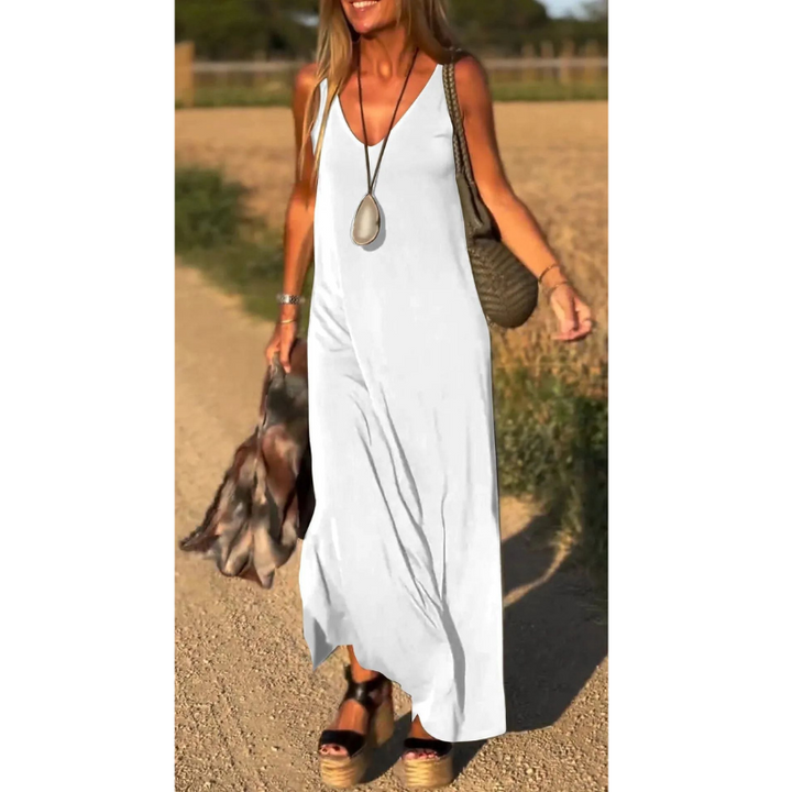 Evelyne - Elegant lang ærmeløs kjole