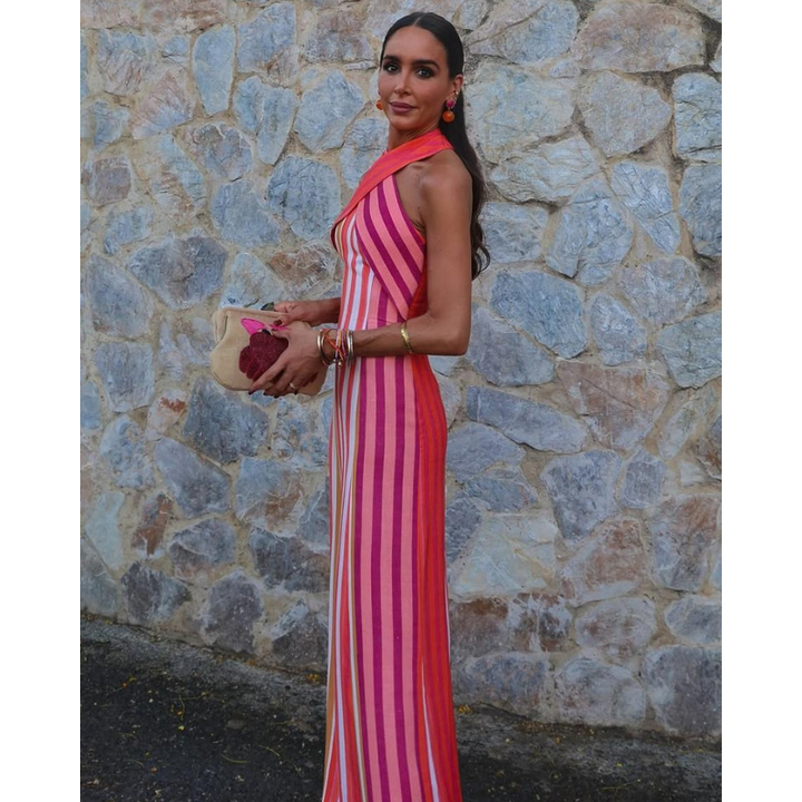 Nora - Elegant krydset stribet kjole