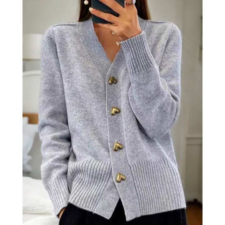 Adele - Blød cardigan med hjerteknapper