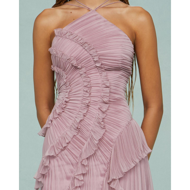 Mireva - lang, flydende kjole med havstrømsmønster