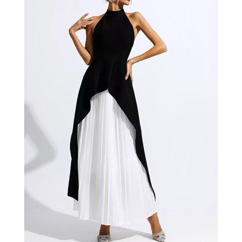 Inés - Lagdelt halterneck-kjole