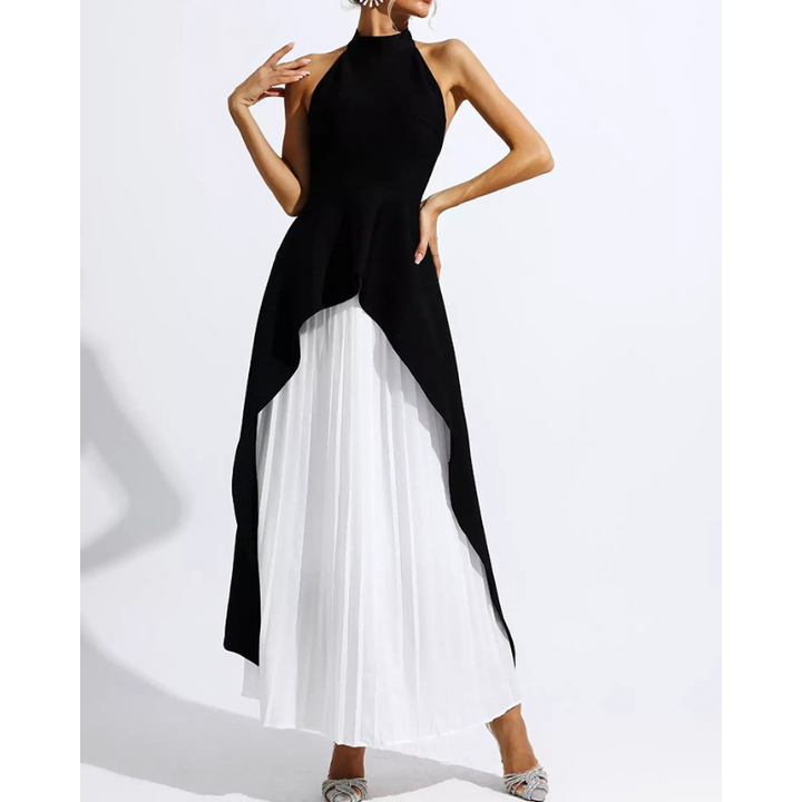 Inés - Lagdelt halterneck-kjole