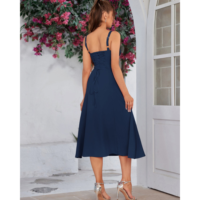 Vela - Cami-kjole med rynket bryst og slids i låret