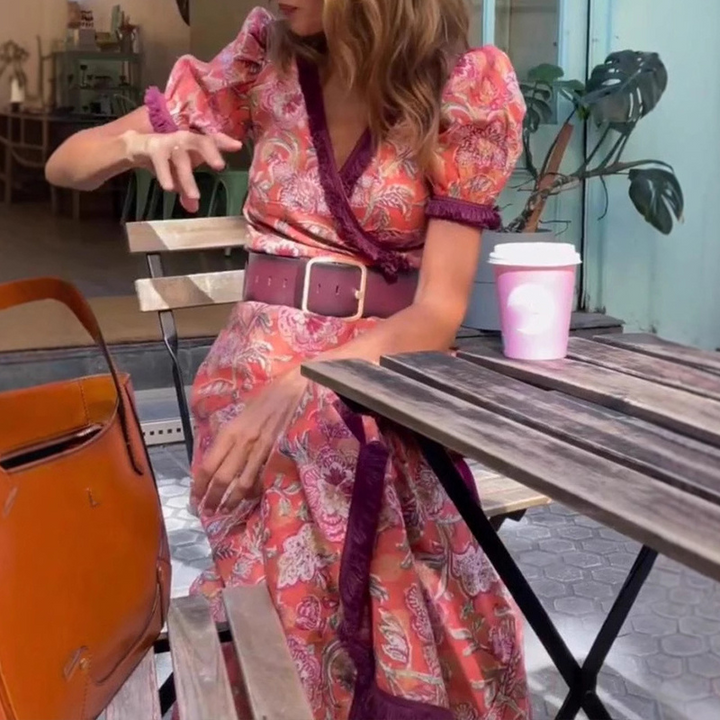 Lotte - Elegant lyserød maxikjole