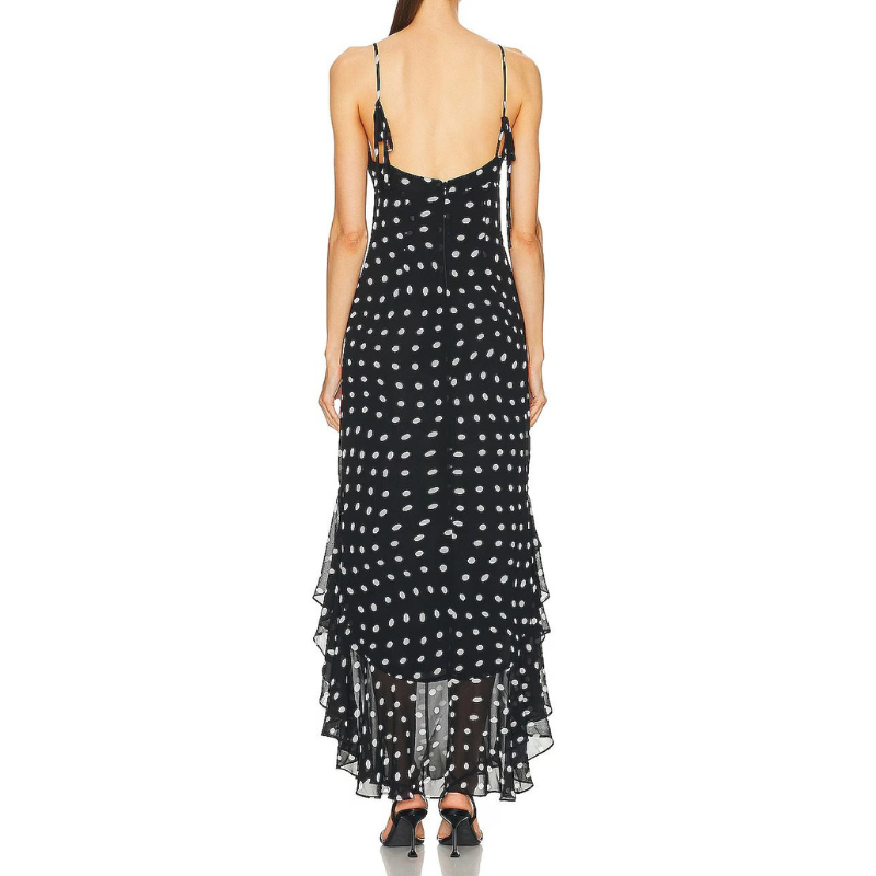 Almeta - Polka Ruffle Maxi Dress