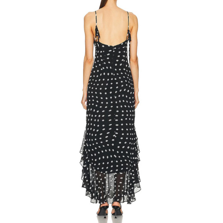 Almeta - Polka Ruffle Maxi Dress