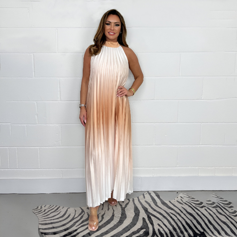 Elizah - Plisseret kjole med ombre