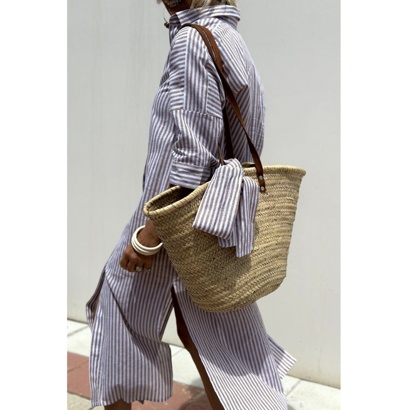 Mely - Elegant stribet skjortekjole