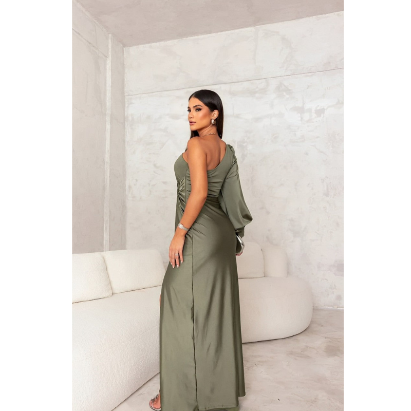 VERA - AFTENKJOLE I SATIN MED ÉN SKULDER