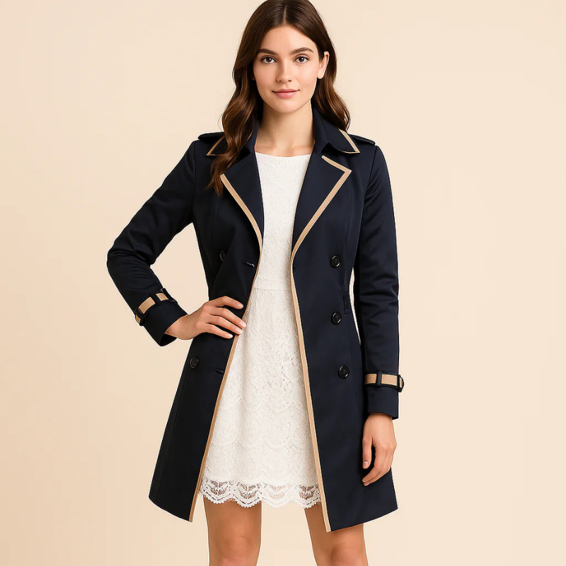 Thorelf - Dobbeltradet jakke med kontrastkanter