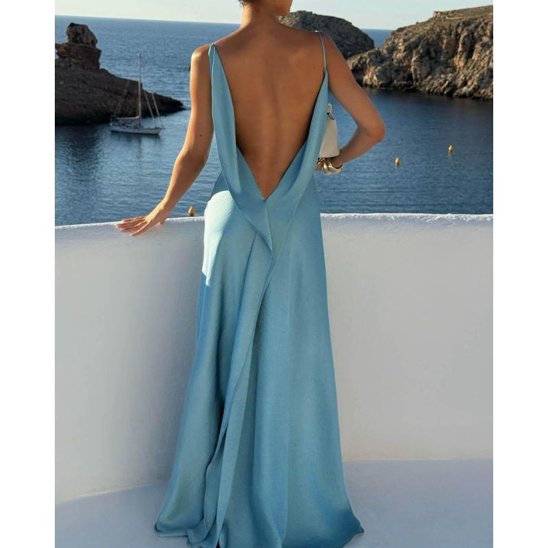 Malou - Sexet og elegant maxikjole med høj slids i siden