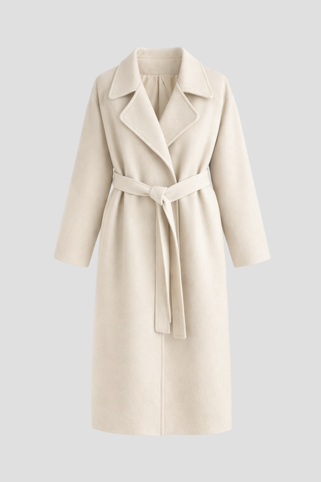 Luise - Lang frakke med bælte og skræddersyet krave