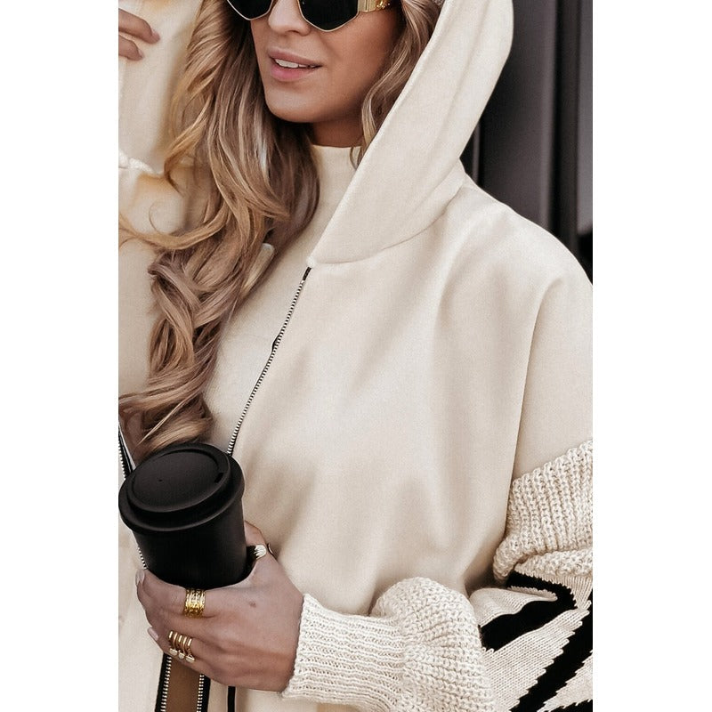 Amélie - Damefrakke med strikkede ærmer