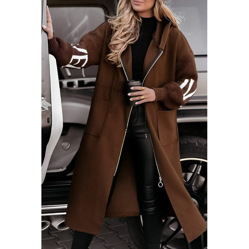 Amélie - Damefrakke med strikkede ærmer