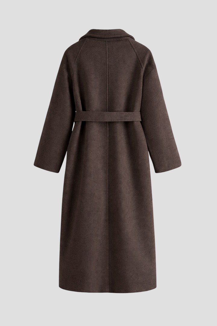 Luise - Lang frakke med bælte og skræddersyet krave