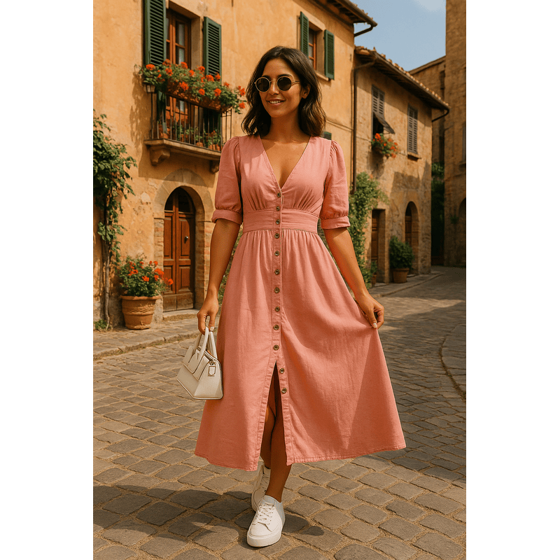 Clara Belle - Elegant kjole med knapper