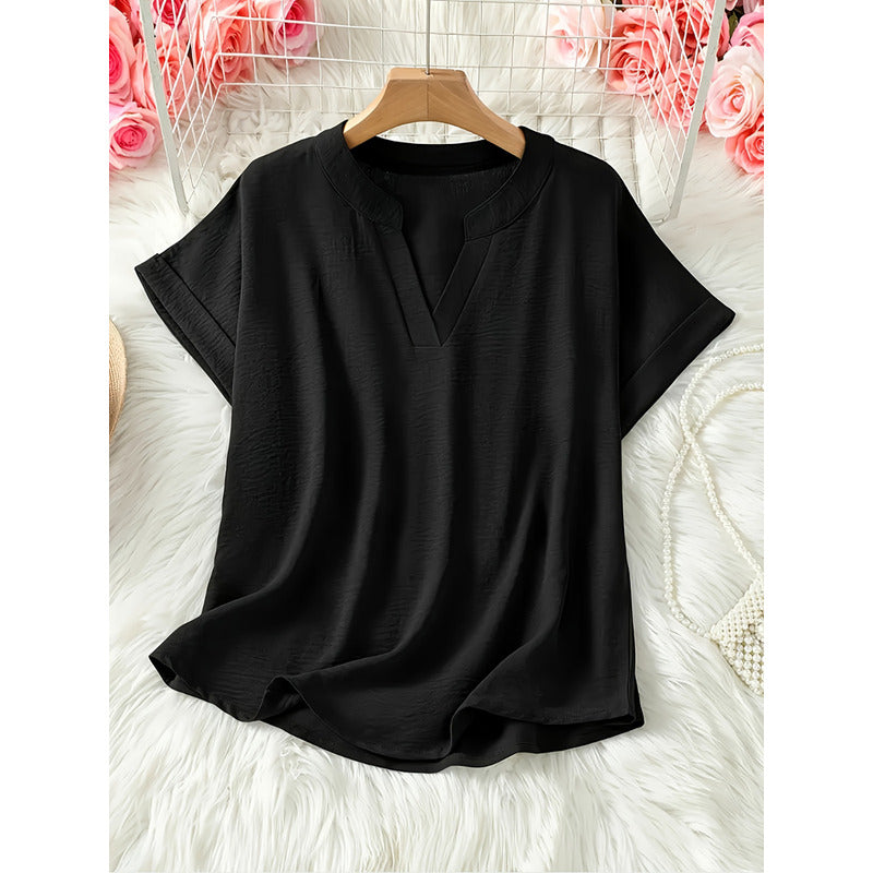 Lise - Elegant ensfarvet bluse