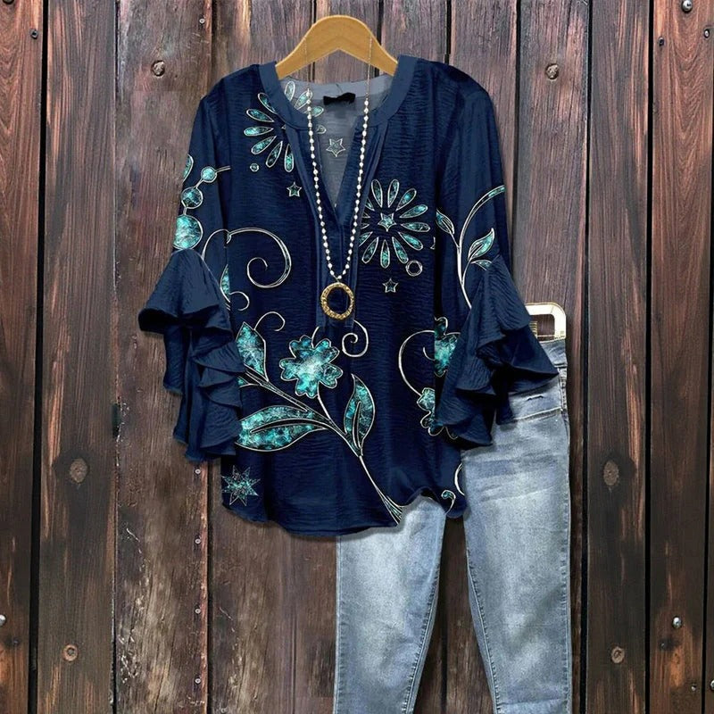 Johanne - Vintage bluse med blomsterprint