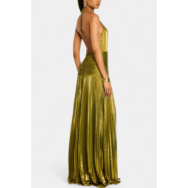 Lorette - Metallic-kjole med åben ryg