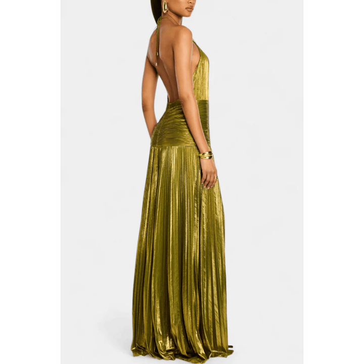 Lorette - Metallic-kjole med åben ryg