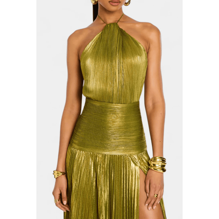Lorette - Metallic-kjole med åben ryg