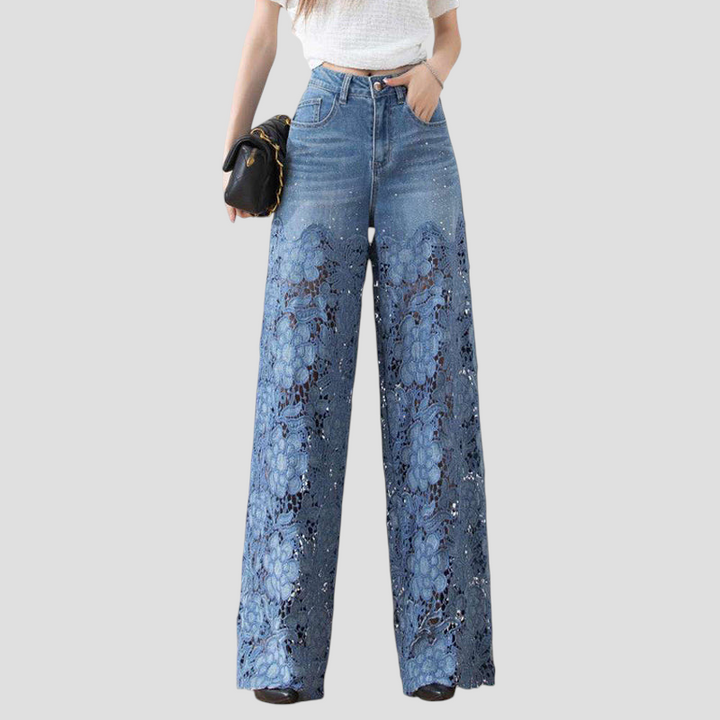 Penelope - Højtaljede denimjeans med patchwork til kvinder