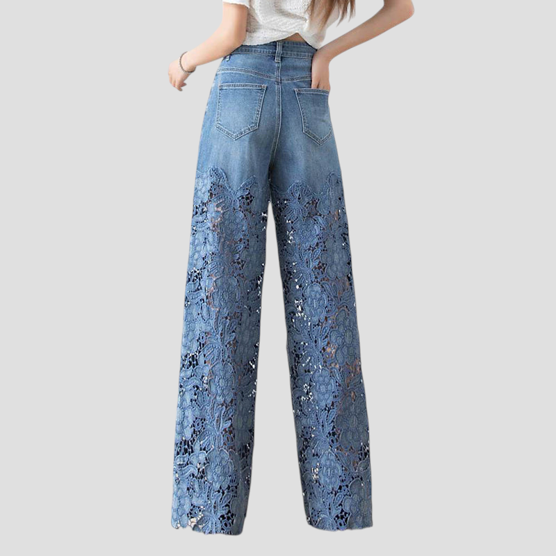Penelope - Højtaljede denimjeans med patchwork til kvinder