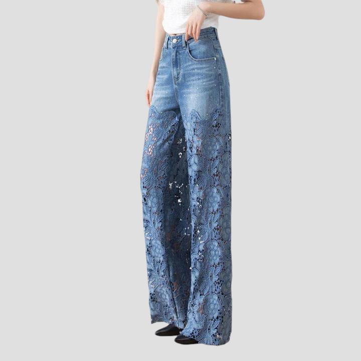 Penelope - Højtaljede denimjeans med patchwork til kvinder